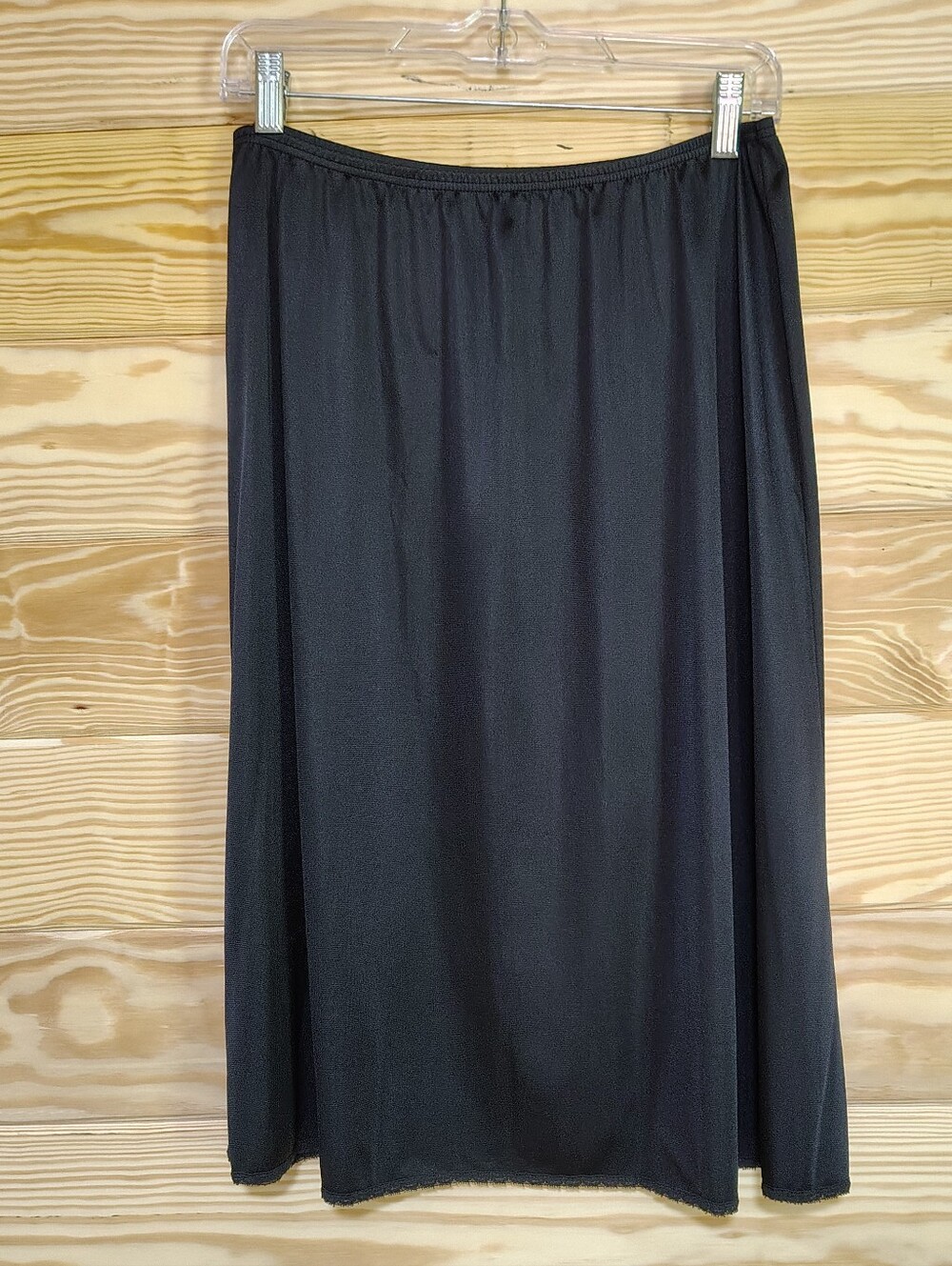 Vintage Vanity Fair Black Nylon Half Slip Skirt Large 26/28 Silky Lace 60s 70s